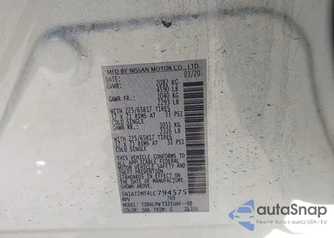 2020 Nissan Rogue S Fwd from USA, damaged, VIN 5N1AT2MT4LC794575